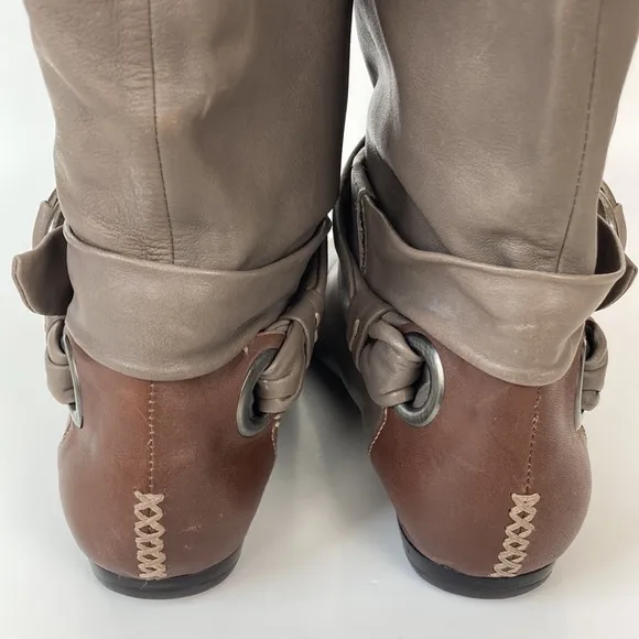 B. Makowsky Taupe &amp; Brown Leather BFREBAY Boots