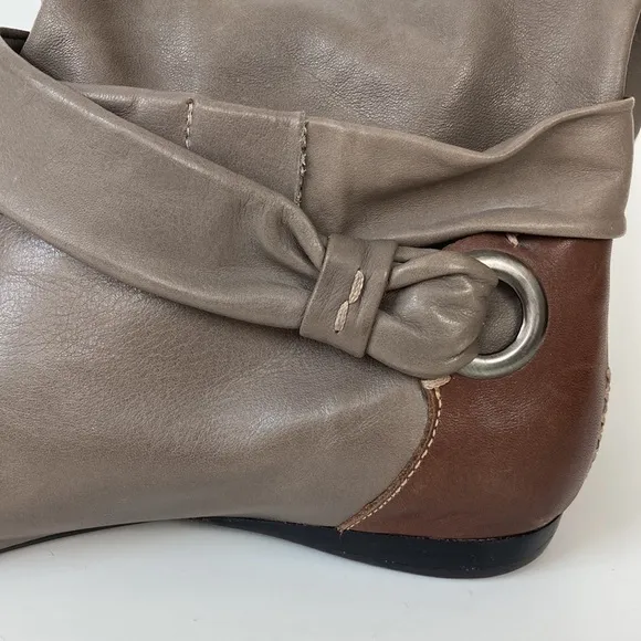 B. Makowsky Taupe &amp; Brown Leather BFREBAY Boots