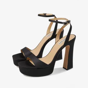 Badgley Mischka Caia Elegant Black Platform Heels ankle strap size 9