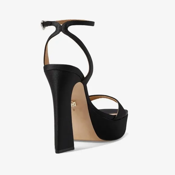Badgley Mischka Caia Elegant Black Platform Heels ankle strap size 9