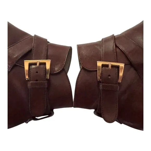 BALLY Bickford Leather Ankle Boots Buckle Strap Brown made in Italy size 5.5