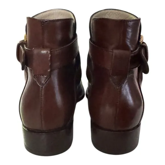 BALLY Bickford Leather Ankle Boots Buckle Strap Brown made in Italy size 5.5