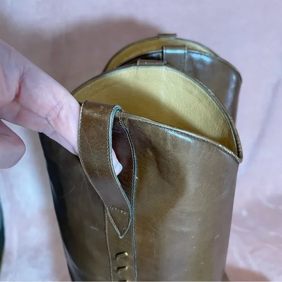 Bally Made in Italy Tall Leather Boots Size 7 Brown 2.5” Heel Cowgirl Western