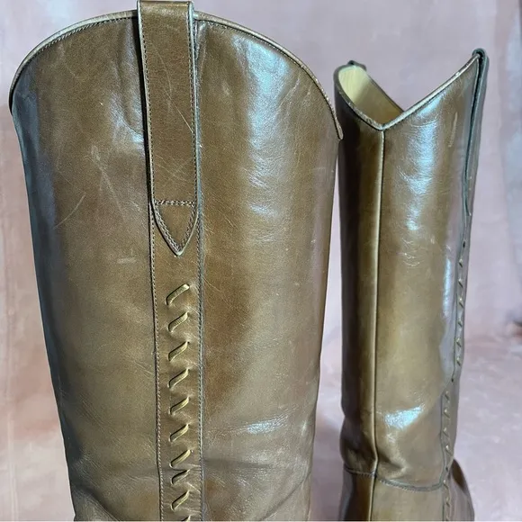 Bally Made in Italy Tall Leather Boots Size 7 Brown 2.5” Heel Cowgirl Western