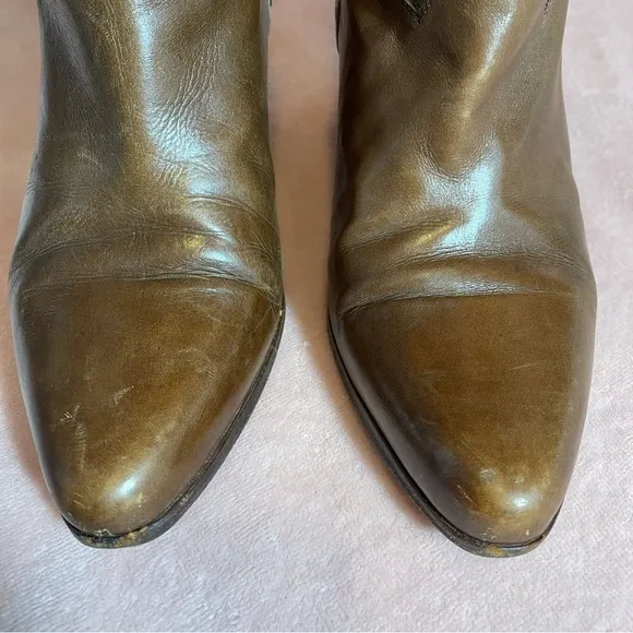 Bally Made in Italy Tall Leather Boots Size 7 Brown 2.5” Heel Cowgirl Western