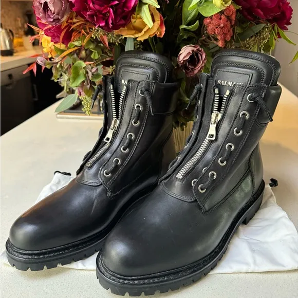 Balmain Black Leather Boots