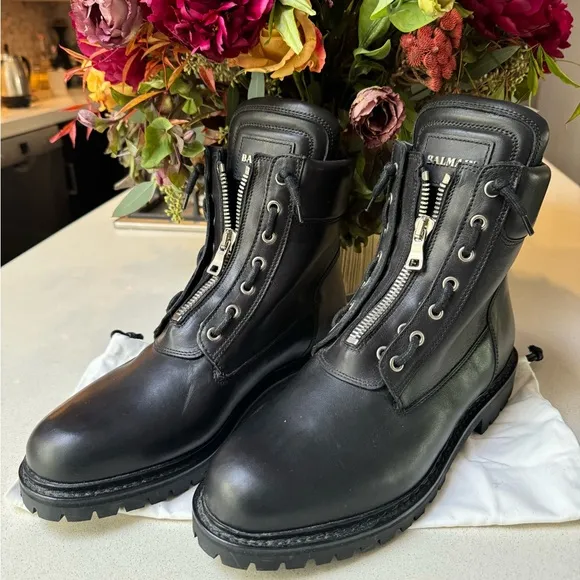 Balmain Black Leather Boots