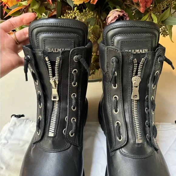 Balmain Black Leather Boots
