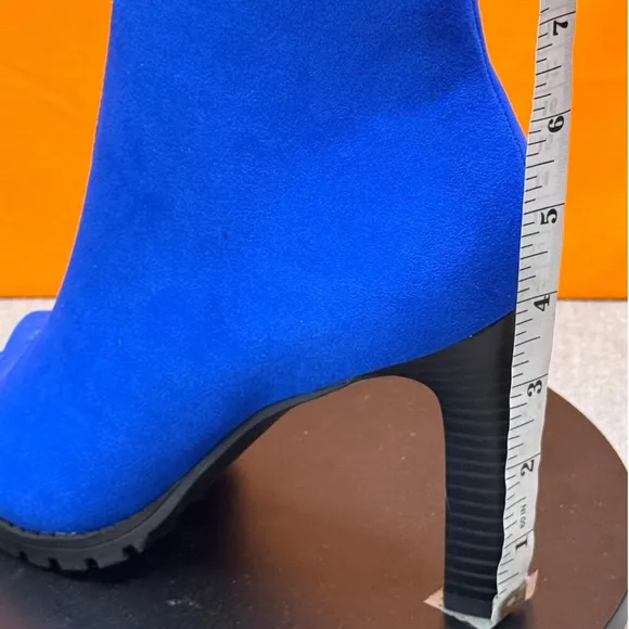 BAR III Dress Booties Dillan Zipper Blue PEEP TOE Booties Size 7 M NEW W BOX