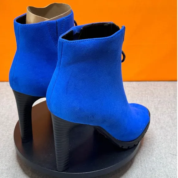 BAR III Dress Booties Dillan Zipper Blue PEEP TOE Booties Size 7 M NEW W BOX