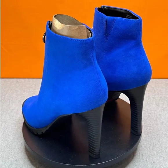 BAR III Dress Booties Dillan Zipper Blue PEEP TOE Booties Size 7 M NEW W BOX