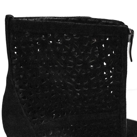 Barbara Bui Black Suede Laser Cut Stiletto Heel Ankle Boots Booties Designer 6.5