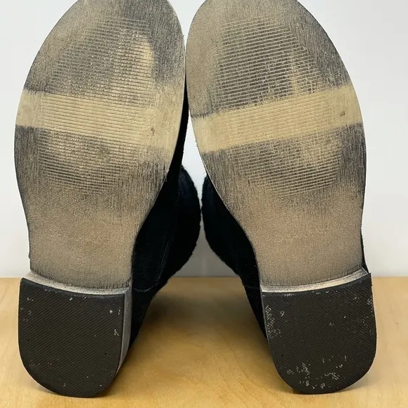 BearPaw Black Suede/Knit Shania Ankle Boots Sz 9