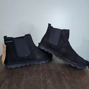 Bearpaw Size 9 Women's Drew Black Suede Wool Lined Ankle Pull On Boots NEW