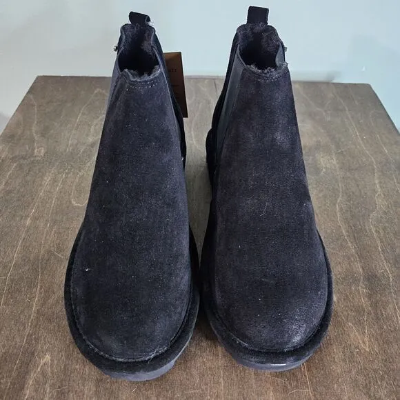 Bearpaw Size 9 Women's Drew Black Suede Wool Lined Ankle Pull On Boots NEW