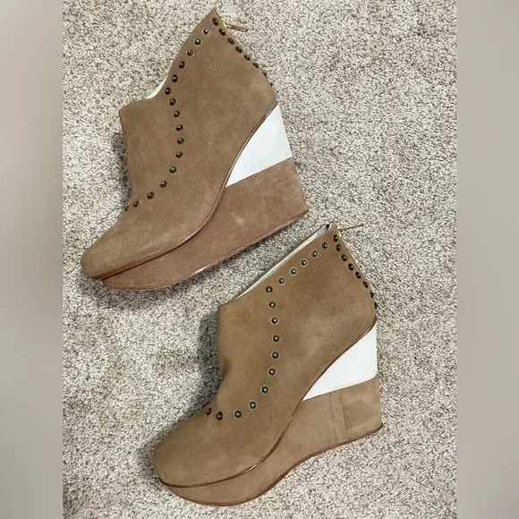 Beau Coops Leather Suede Wedge Boots Size 36/5.5