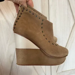 Beau Coops Leather Suede Wedge Boots Size 36/5.5