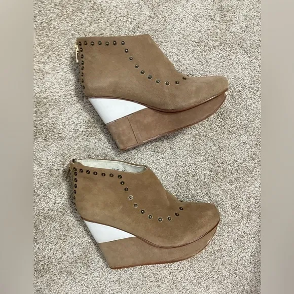 Beau Coops Leather Suede Wedge Boots Size 36/5.5