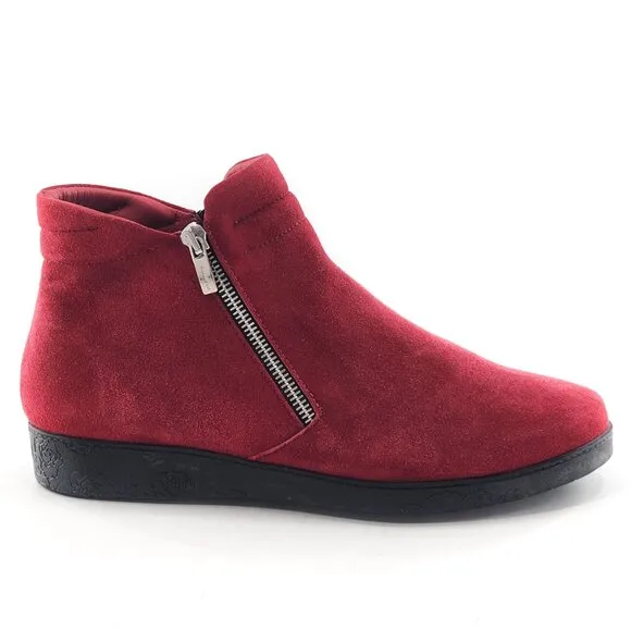 BeautiFeel NWOB Red Suede Double Zip Ankle Booties Boots