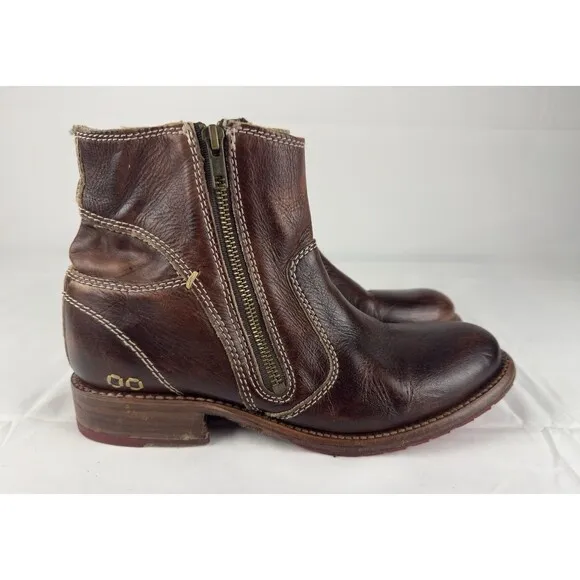 Bed Stu Eiffel Boots Womens 10 Brown Leather Zip Bootie Teak Driftwood