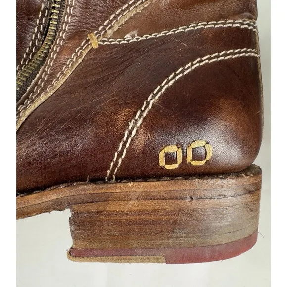 Bed Stu Eiffel Boots Womens 10 Brown Leather Zip Bootie Teak Driftwood