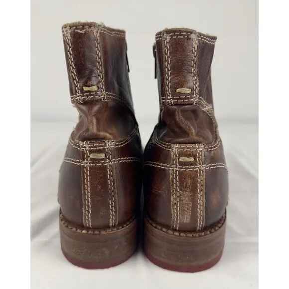 Bed Stu Eiffel Boots Womens 10 Brown Leather Zip Bootie Teak Driftwood
