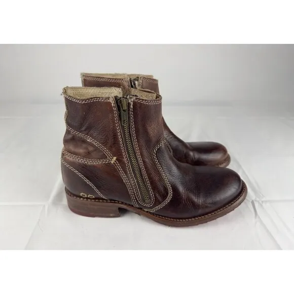 Bed Stu Eiffel Boots Womens 10 Brown Leather Zip Bootie Teak Driftwood