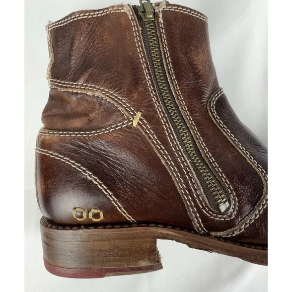 Bed Stu Eiffel Boots Womens 10 Brown Leather Zip Bootie Teak Driftwood