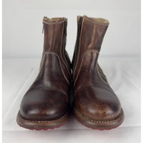 Bed Stu Eiffel Boots Womens 10 Brown Leather Zip Bootie Teak Driftwood