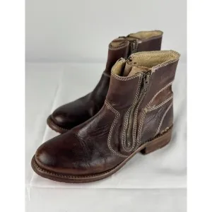 Bed Stu Eiffel Boots Womens 10 Brown Leather Zip Bootie Teak Driftwood