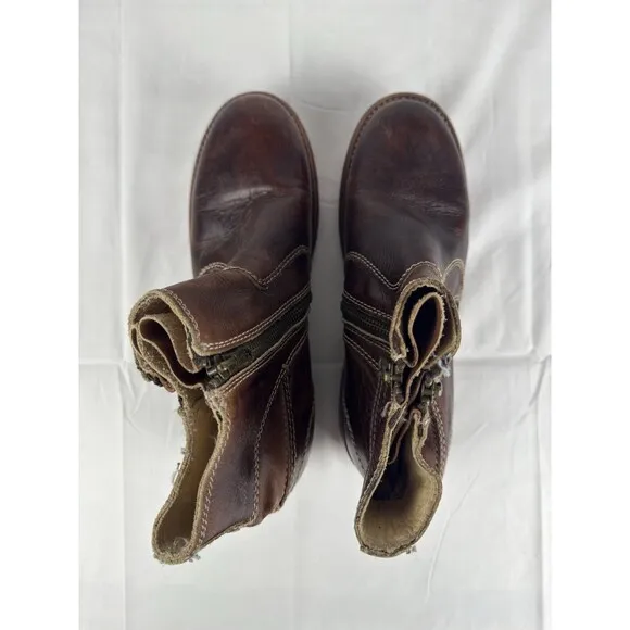 Bed Stu Eiffel Boots Womens 10 Brown Leather Zip Bootie Teak Driftwood