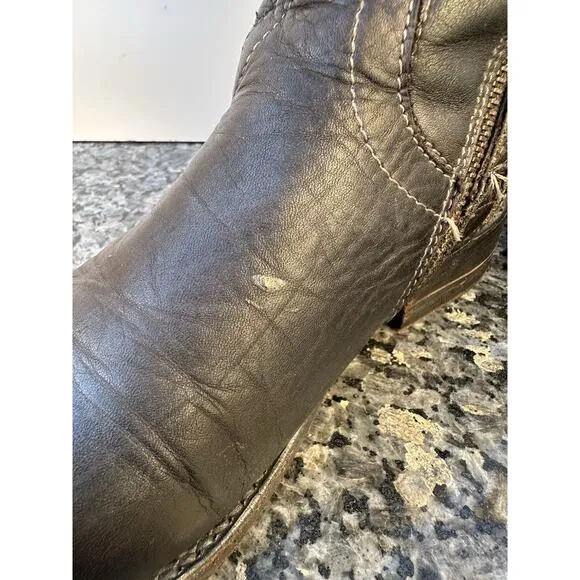 Bed Stu Manchester Knee Leather Back Lace Side Zip Riding Boots Womens Sz 6