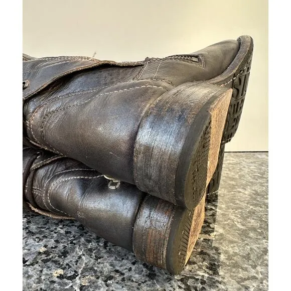 Bed Stu Manchester Knee Leather Back Lace Side Zip Riding Boots Womens Sz 6