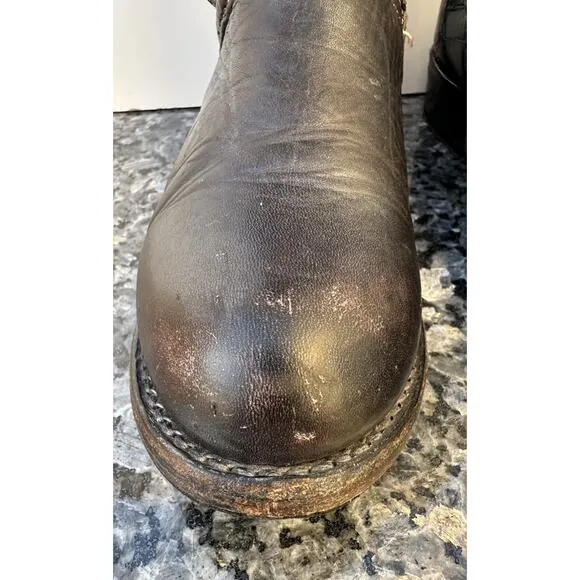 Bed Stu Manchester Knee Leather Back Lace Side Zip Riding Boots Womens Sz 6