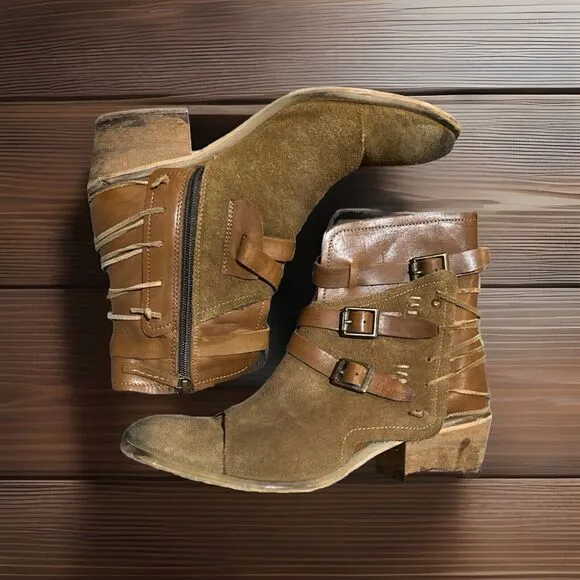 Bed Stu ROAN Boots Distressed Antiqued Leather Boots Sz 8 Bohochic Festival Moto