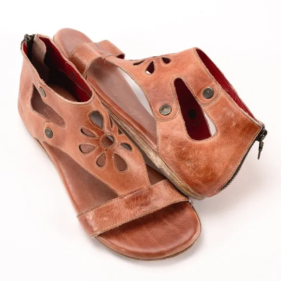 Bedstu Bed|Stu Soto Cutout Blush Rustic Flower Shape Open Toe Zipper Back 10 NWT