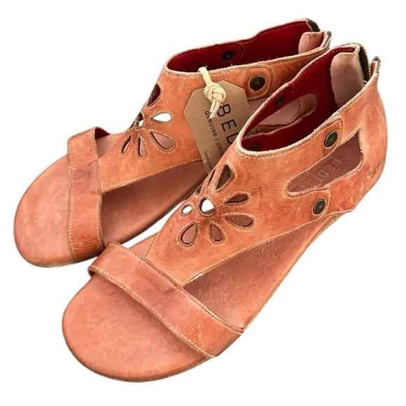 Bedstu Bed|Stu Soto Cutout Blush Rustic Flower Shape Open Toe Zipper Back 10 NWT