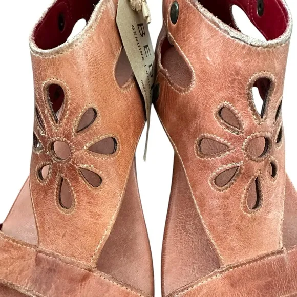 Bedstu Bed|Stu Soto Cutout Blush Rustic Flower Shape Open Toe Zipper Back 10 NWT