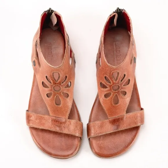 Bedstu Bed|Stu Soto Cutout Blush Rustic Flower Shape Open Toe Zipper Back 10 NWT