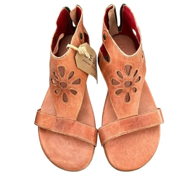 Bedstu Bed|Stu Soto Cutout Blush Rustic Flower Shape Open Toe Zipper Back 10 NWT