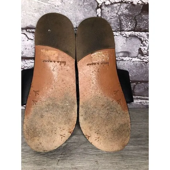 Beek Black Leather Handmade Gold Toe Ring Flats Sandals Women Sz 7M US/38EU