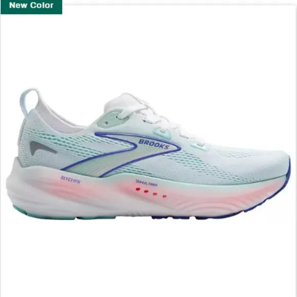 BEST SELLER!!! Brooks Women's Glycerin 22 Running Shoes - White/Brown/Blue