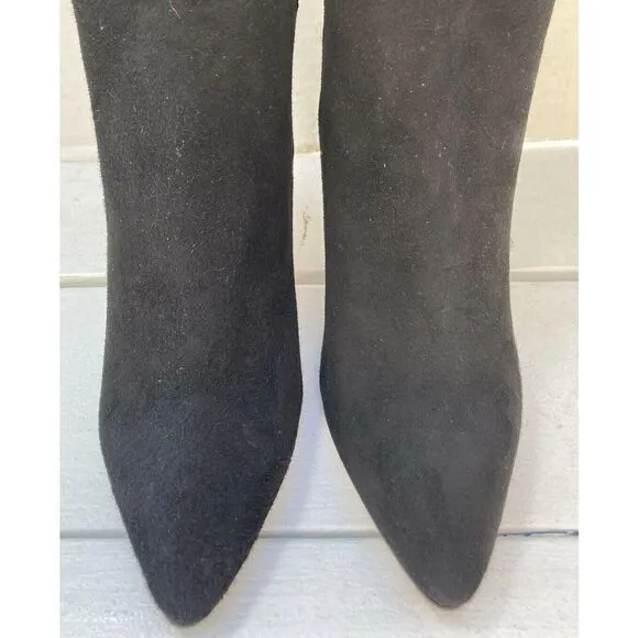 BETTYE MULLER Gigi Leather/Suede Beige Knee High Heel Boots Black Size 39.5EU