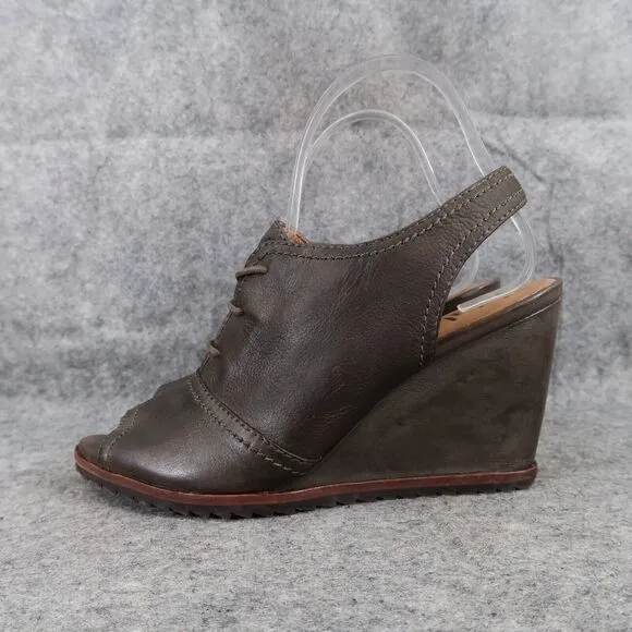 Biala Shoes Women 38 Bootie Wedge Fashion Leather Lace Up Bayley Slingback Olive