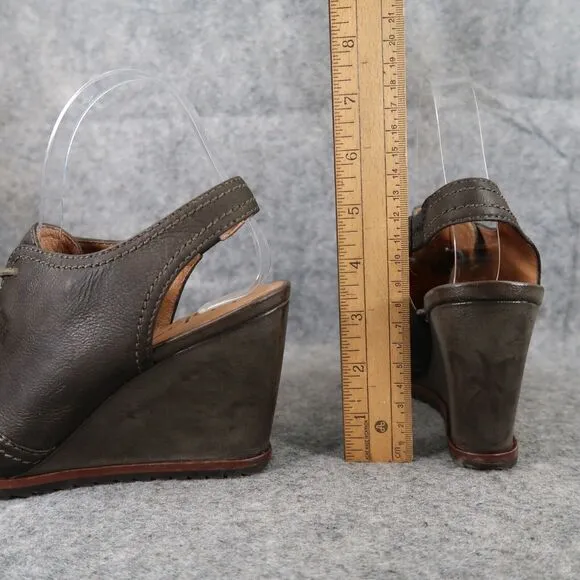 Biala Shoes Women 38 Bootie Wedge Fashion Leather Lace Up Bayley Slingback Olive