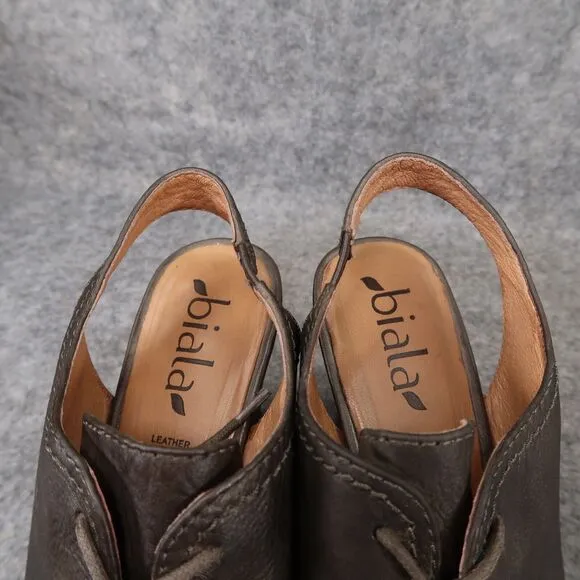 Biala Shoes Women 38 Bootie Wedge Fashion Leather Lace Up Bayley Slingback Olive