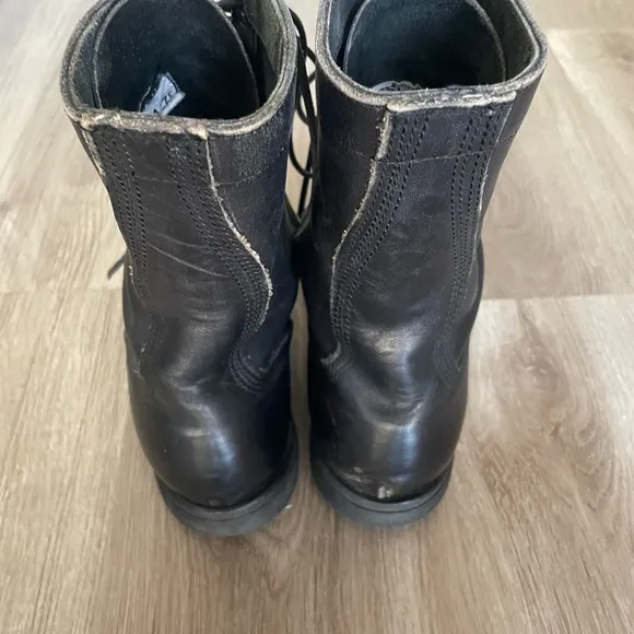 Biltrite ANSI Z41-1991/7.5 Black Leather Steel Toe Combat Boots Lace Up Size 7.5