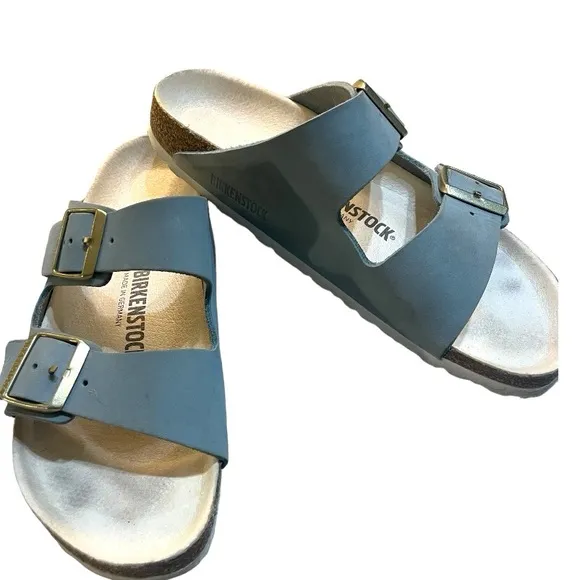 BIRKENSTOCK Arizona soft nubuck sandals in sky (light blue) women size 40