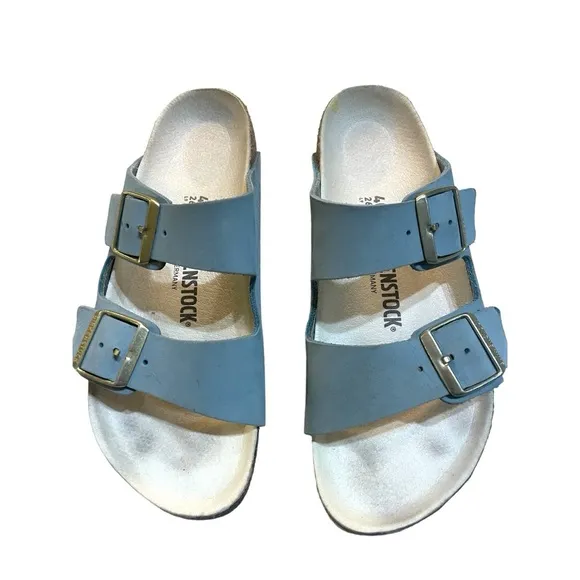 BIRKENSTOCK Arizona soft nubuck sandals in sky (light blue) women size 40