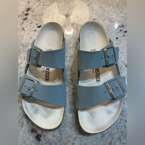 BIRKENSTOCK Arizona soft nubuck sandals in sky (light blue) women size 40
